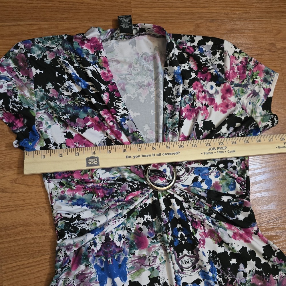 Robert Louis Y2k Babydoll Dress Women Sz Large Stretchy Floral Tie Dye Fairy - Picture 5 of 6
